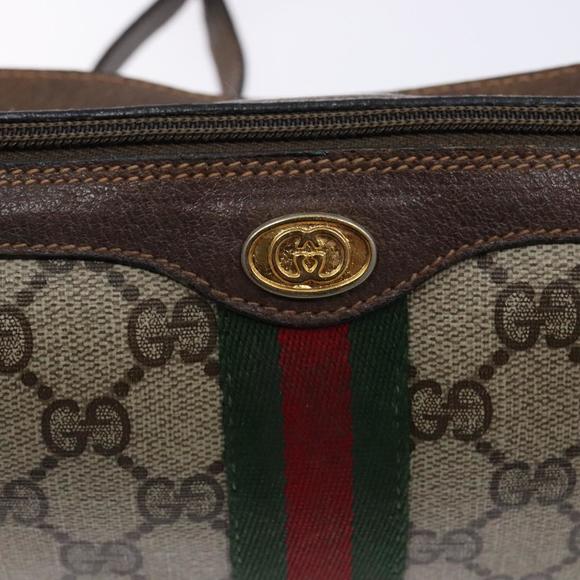 GUCCI GG Supreme Web Sherry Line Bag PVC Beige Gold 89 02 018 Auth BA4016 - Picture 15 of 16